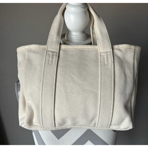 TORY BURCH NWT Small Mini Mercer Canvas Tote Bag in Neutral Cream - Picture 7 of 11
